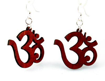 The Ohm Earrings #1210 are laser-cut from sustainably sourced wood and feature silver hooks.