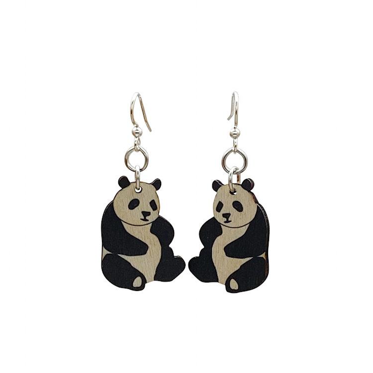The Small Panda Earrings #1478 are charming panda-shaped earrings made from sustainably sourced wood with silver hooks. Designed in classic black and beige, these hypoallergenic earrings offer style and comfort for sensitive ears.