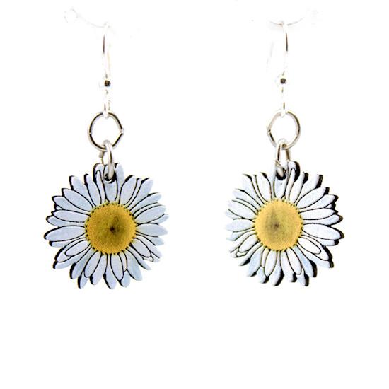 Introducing Daisy Blossom Earrings #173: stunning daisy-shaped earrings with white petals and yellow centers, elegantly hanging from silver hooks. Meticulously crafted, they bring nature-inspired elegance to any outfit.