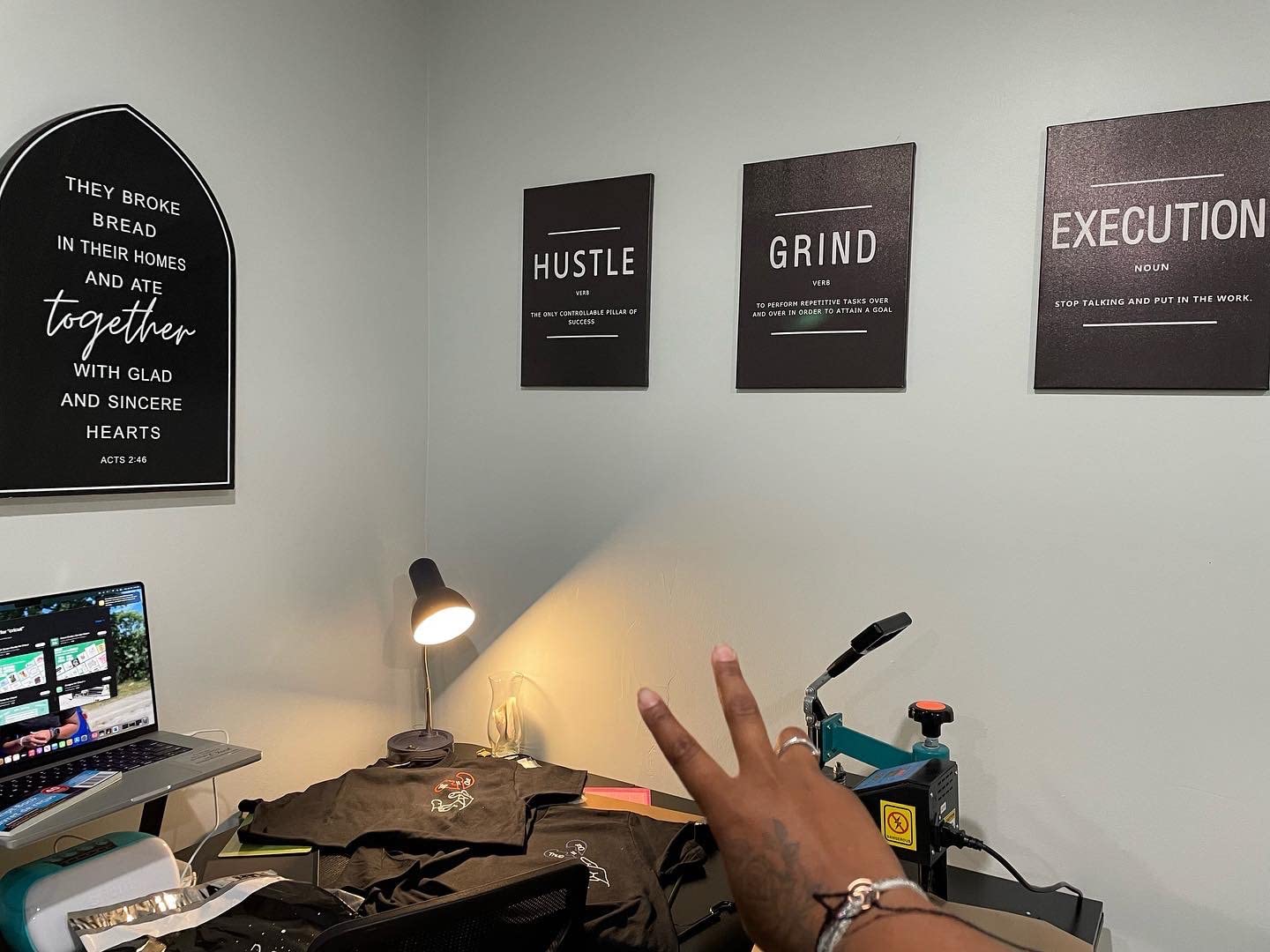 Explore the KAWAHONE Canvas Painting Wall Art set, featuring three distinct motivational posters on sleek black backgrounds, each emphasizing Grind, Hustle, and Execution. Enjoy fast shipping and secure payment options with every purchase to quickly inspire your space.