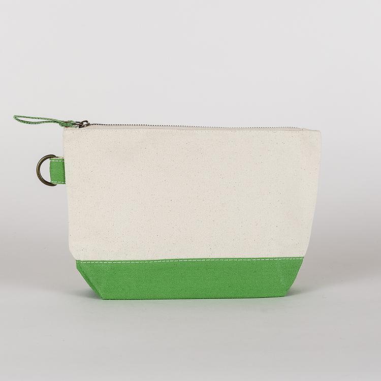 A small heavyweight canvas pouch with a black bottom, featuring a sturdy metal zipper and side loop detail, from the All In Zip Top Pouch collection.