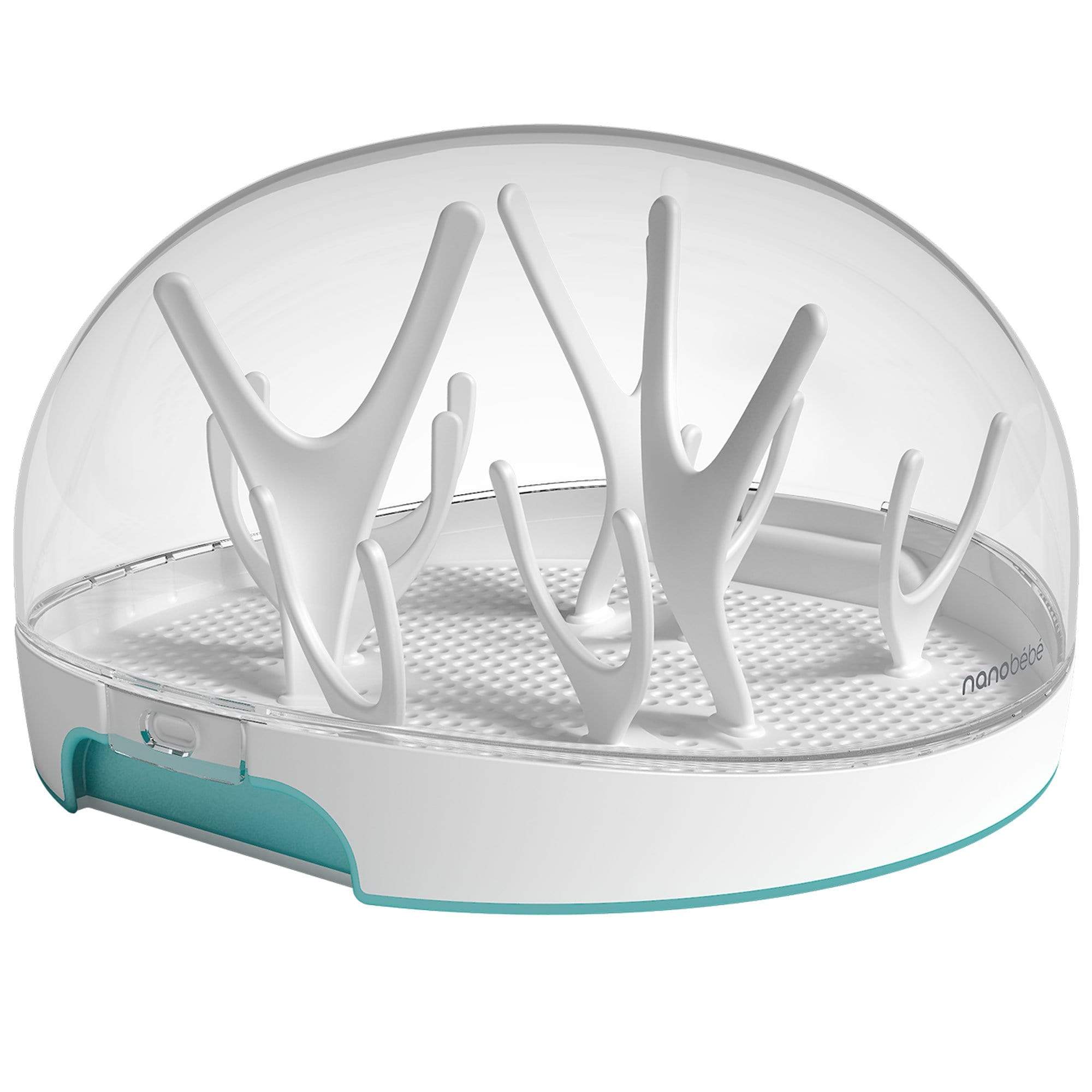 The Microwave Steam Sterilizer is designed with a transparent dome cover and tree-like stands on a perforated base to ensure your baby bottles remain germ-free.