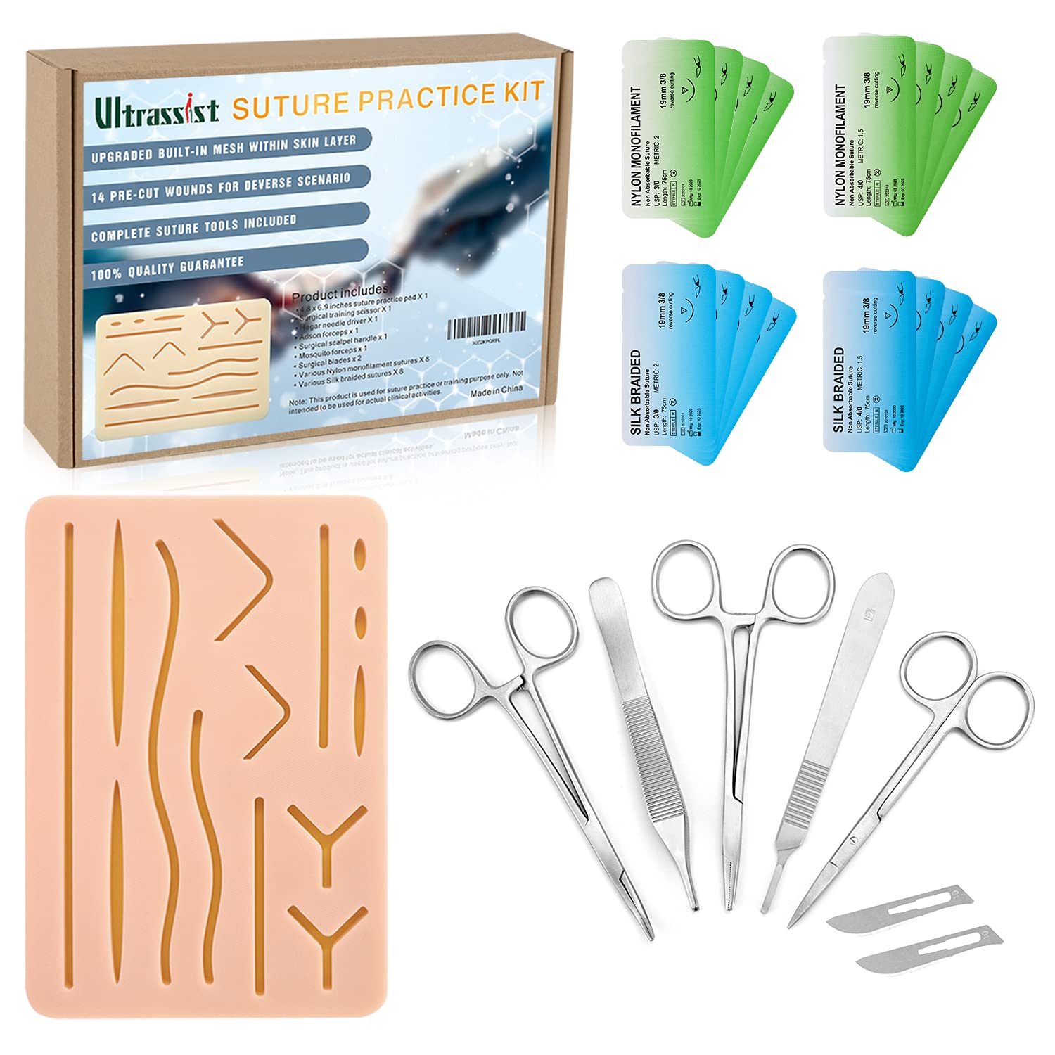 Complete Suture Practice Kit with Skin Pad,