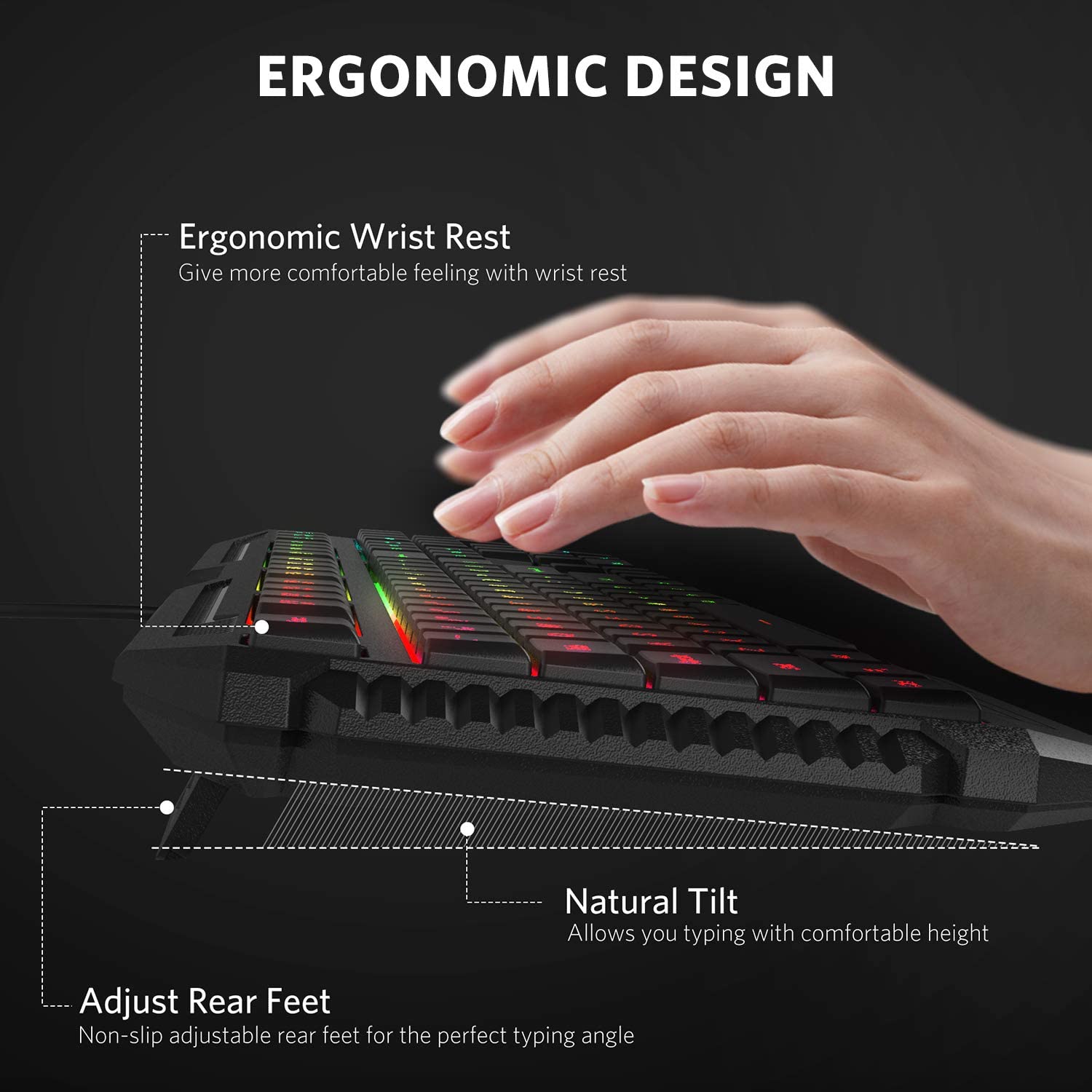 Rainbow Wired Gaming Computer Keyboard and Mouse Combo