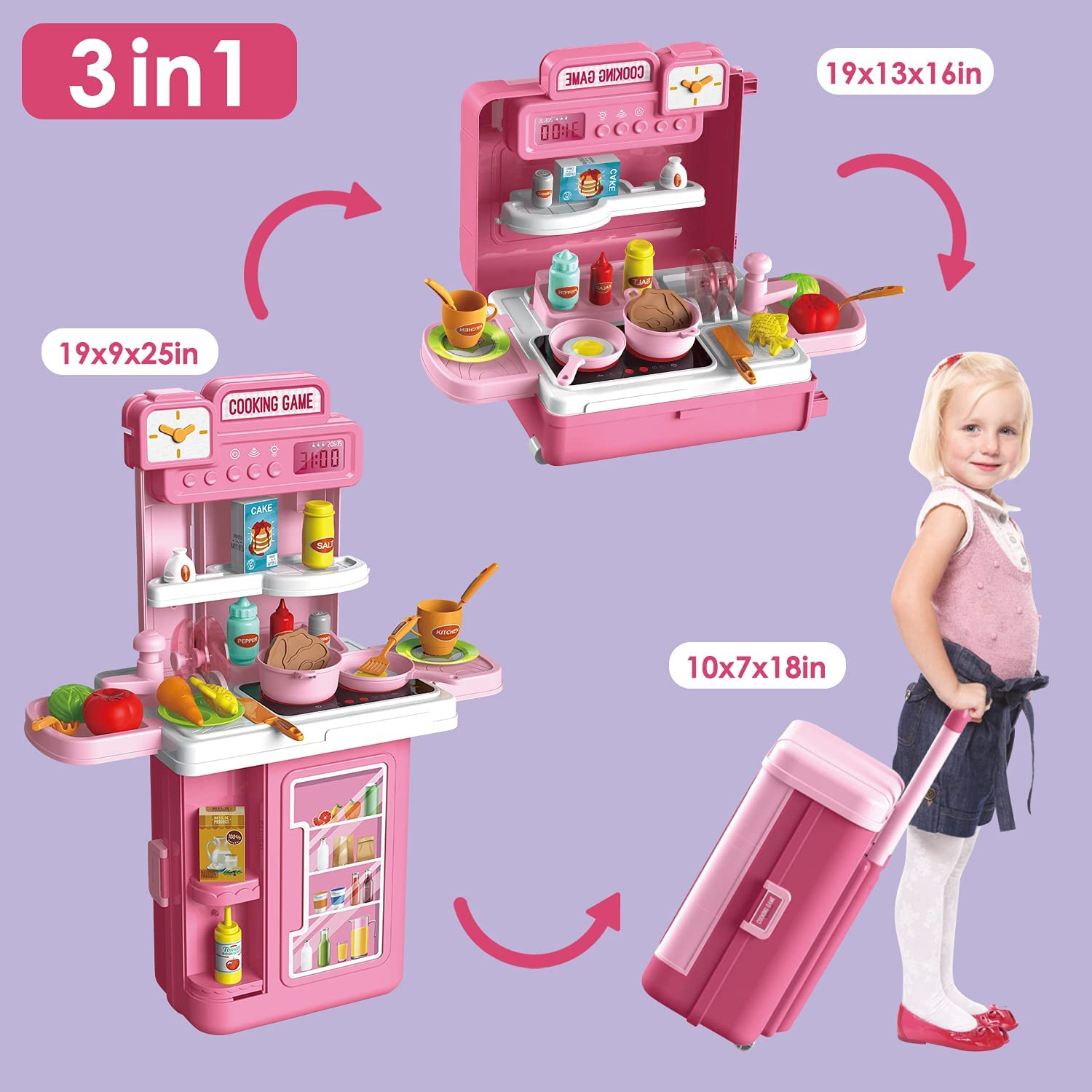 Pretend Play Kitchen Set for Toddler, 41 PCS