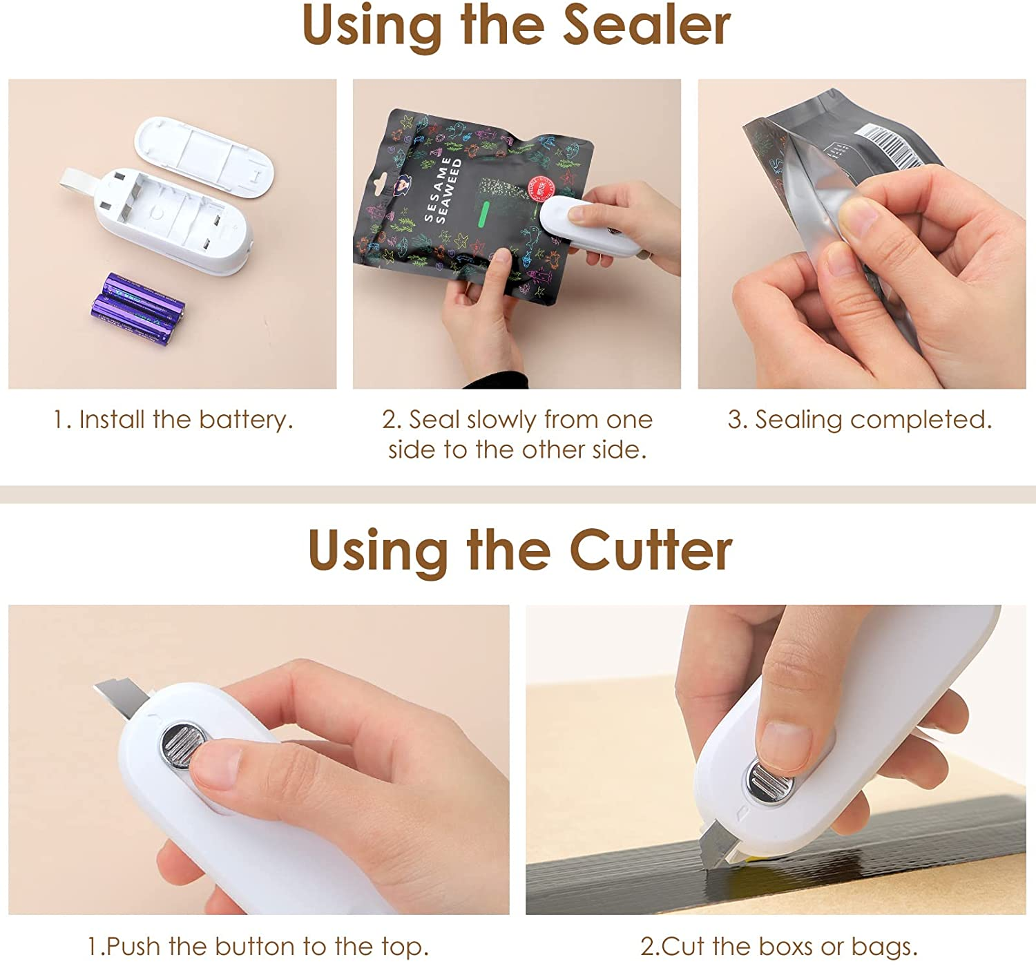Portable Handheld Vacuum Bag Resealer