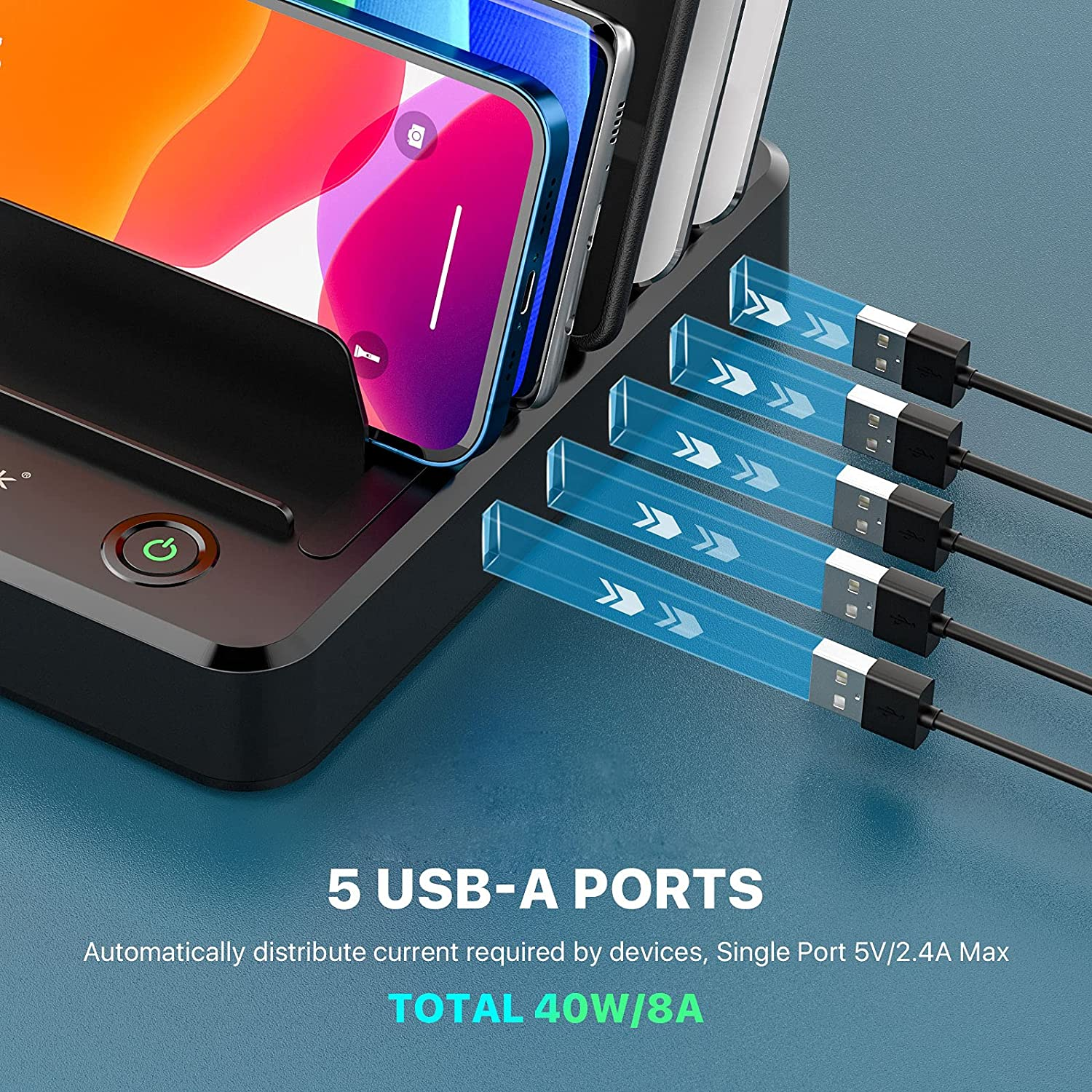Multi USB Charger Station Organizer