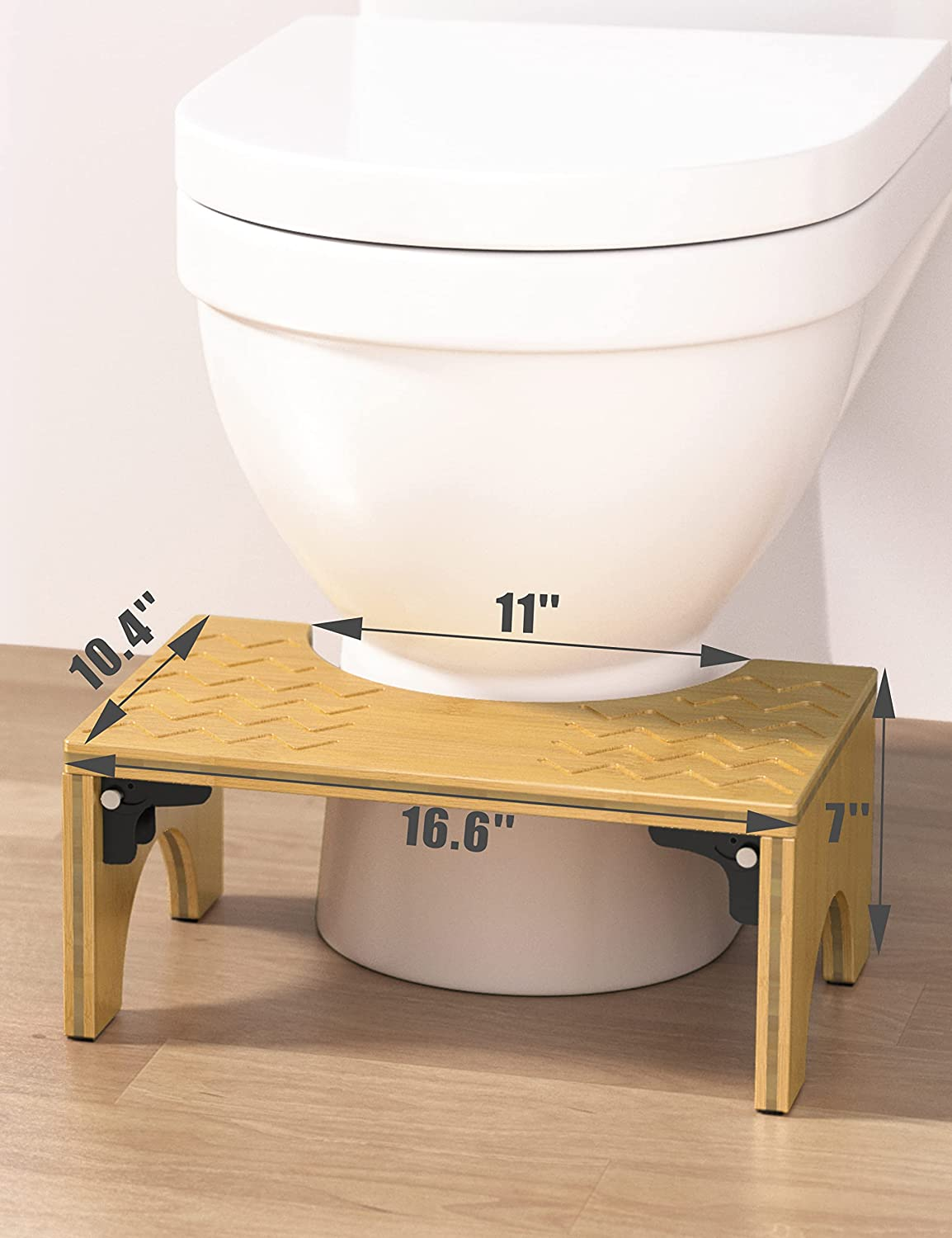 Wood Bathroom Step Stool Squat
