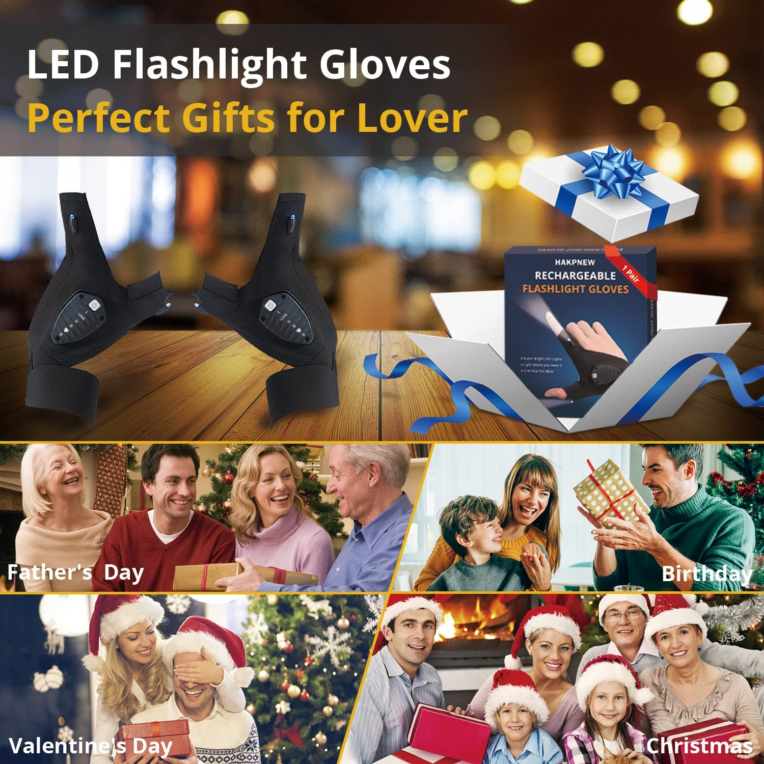 Rechargeable LED Flashlight Gloves