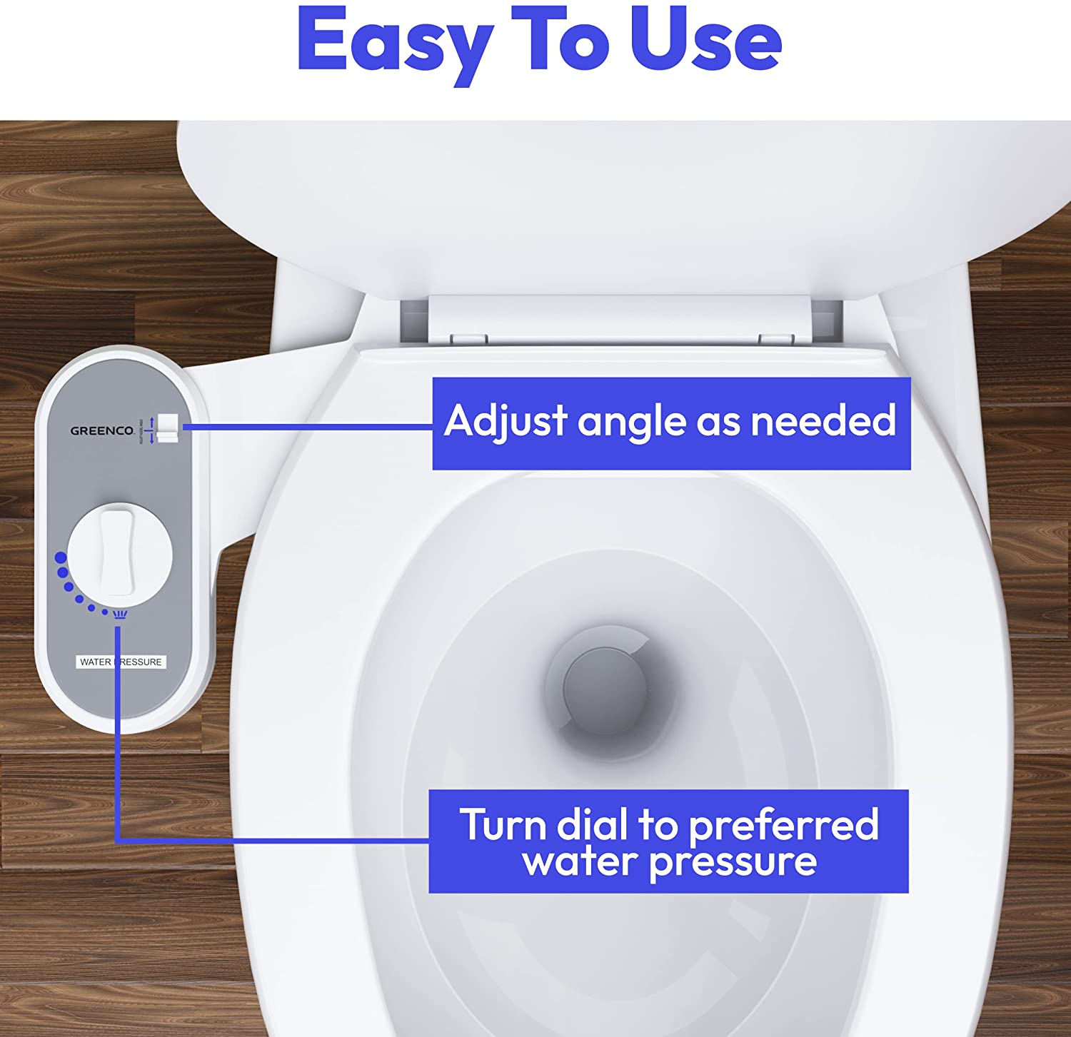 Non-Electric Bidet with Adjustable Fresh Water Jet Spray