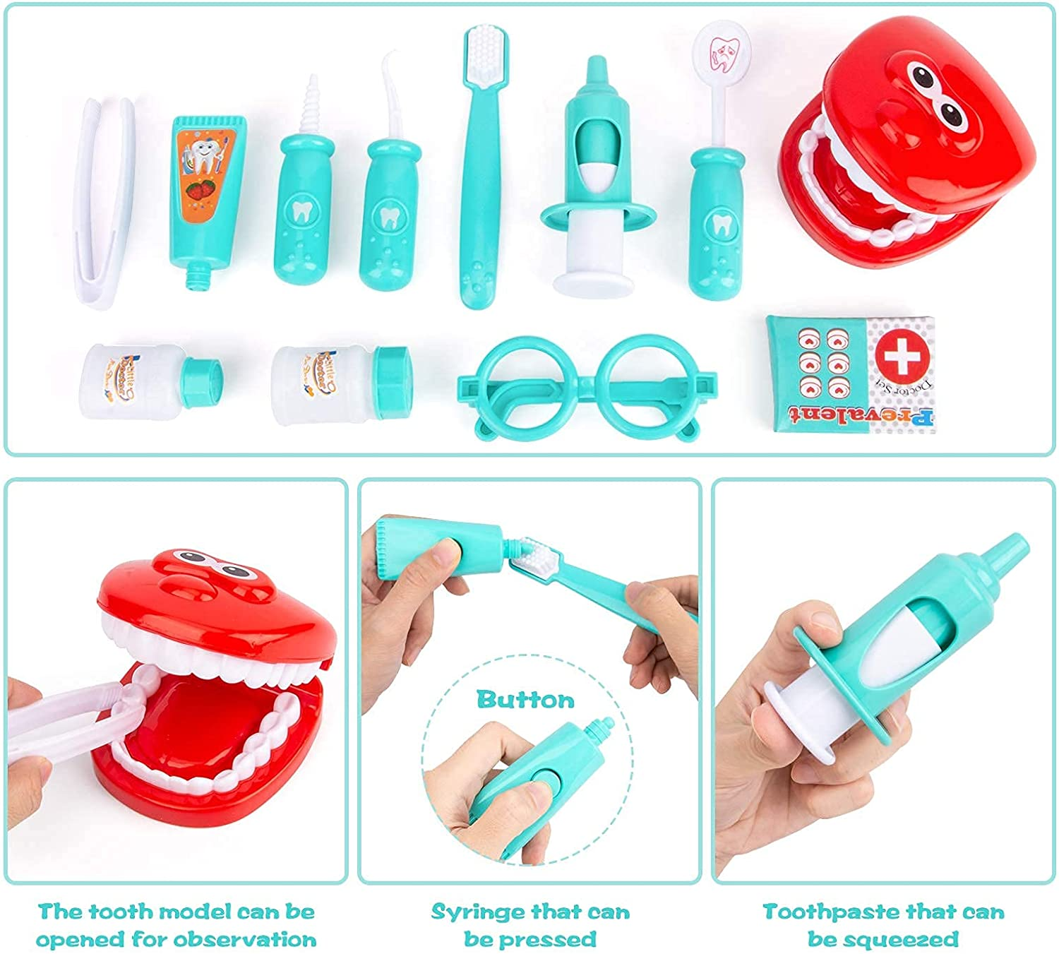Doctor Kit Play Sets for Kids, 38 Pieces Dentist Toys
