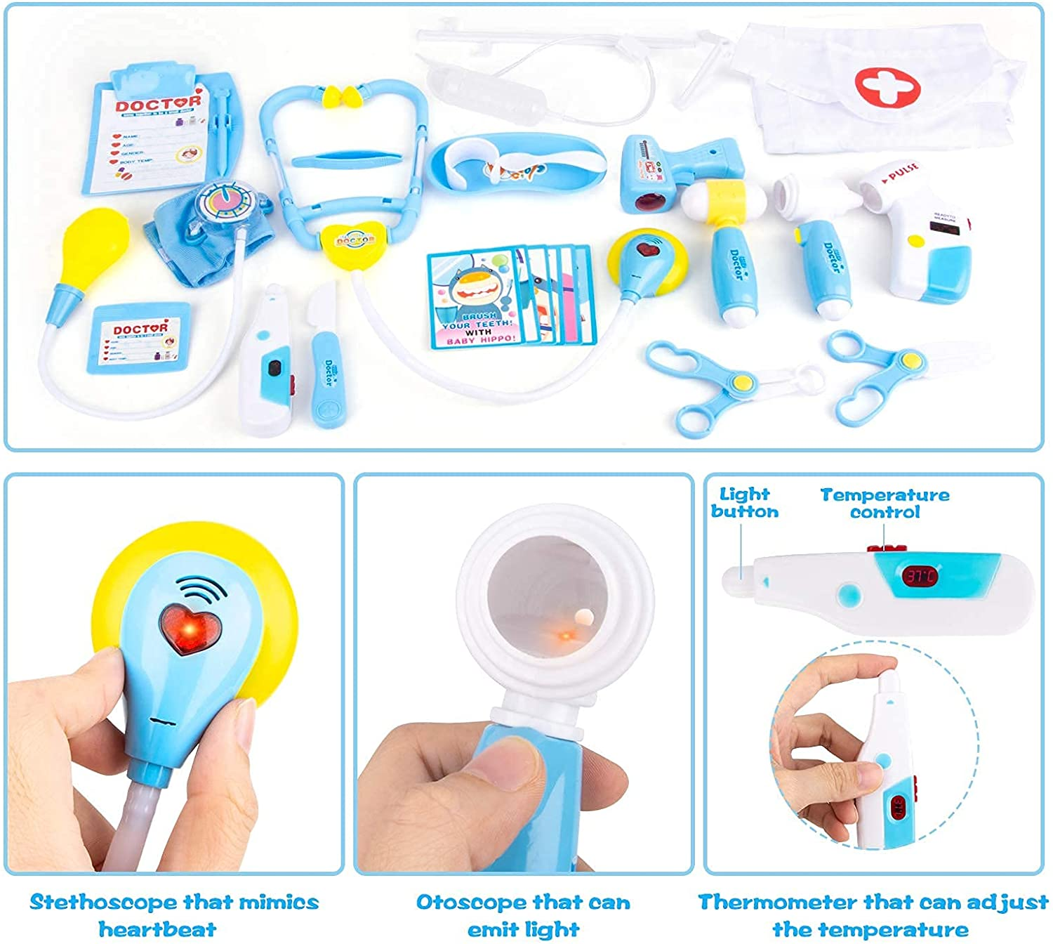Doctor Kit Play Sets for Kids, 38 Pieces Dentist Toys