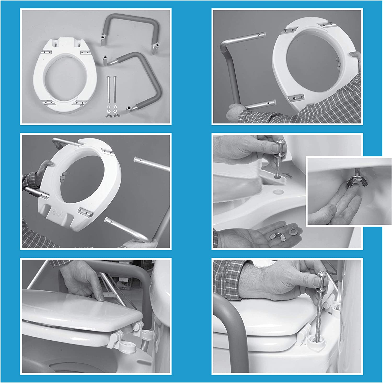Elevated Toilet Riser with Removable Padded Handles