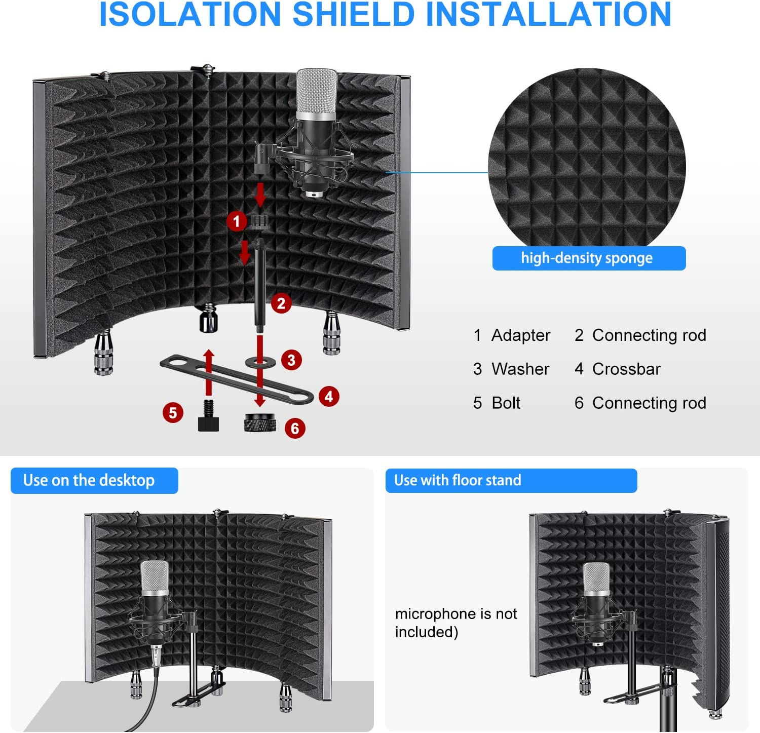 Studio Recording Microphone Isolation Shield