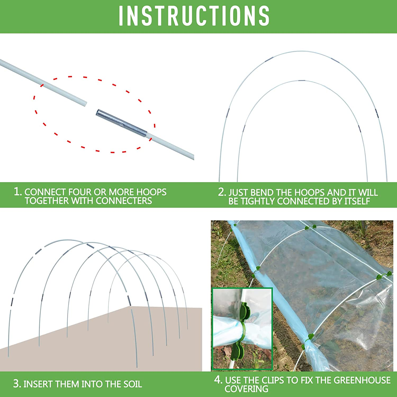 Greenhouse Hoops Grow Tunnel