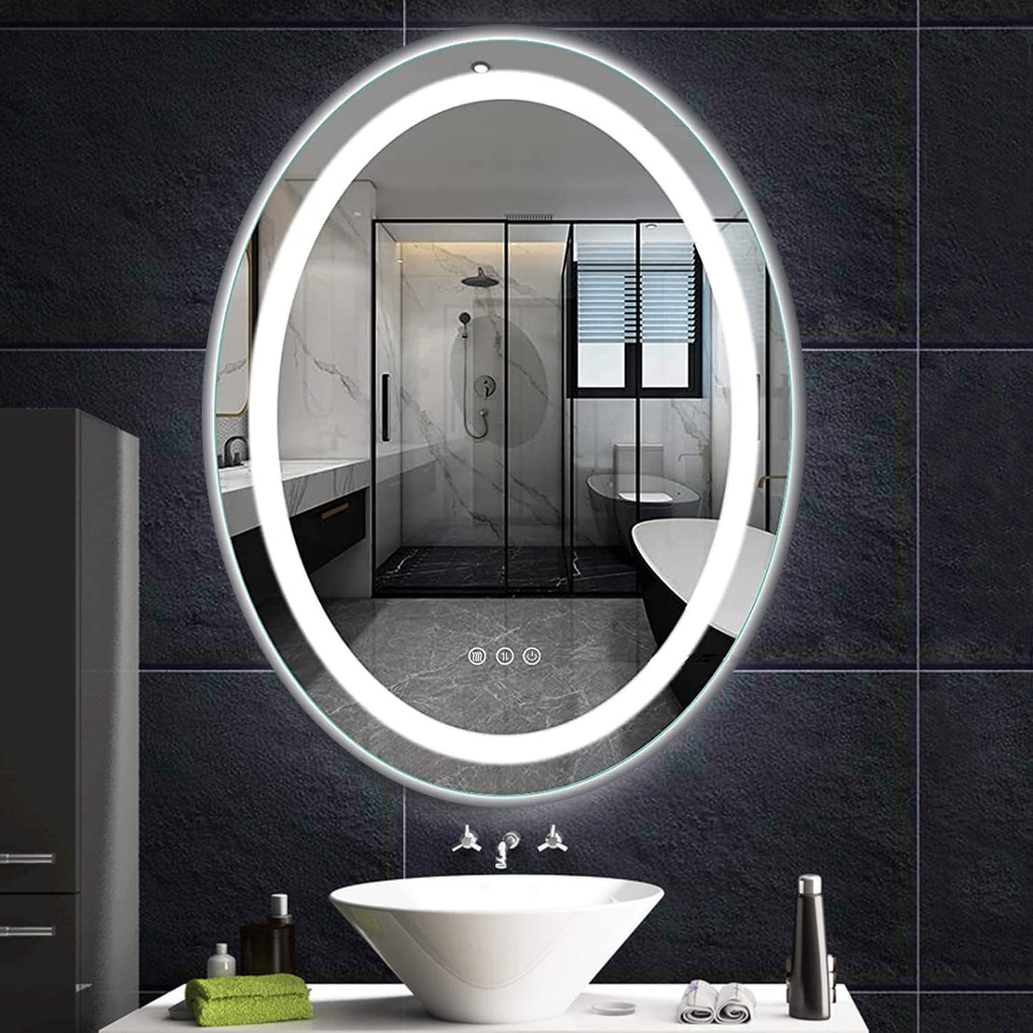 LED Lighted Oval Bathroom Mirror