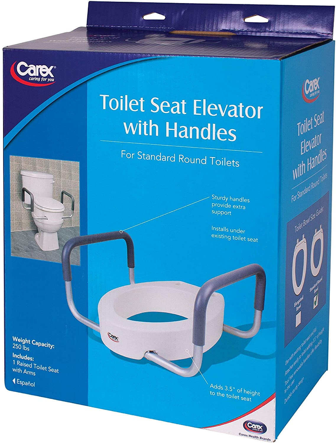 Elevated Toilet Riser with Removable Padded Handles