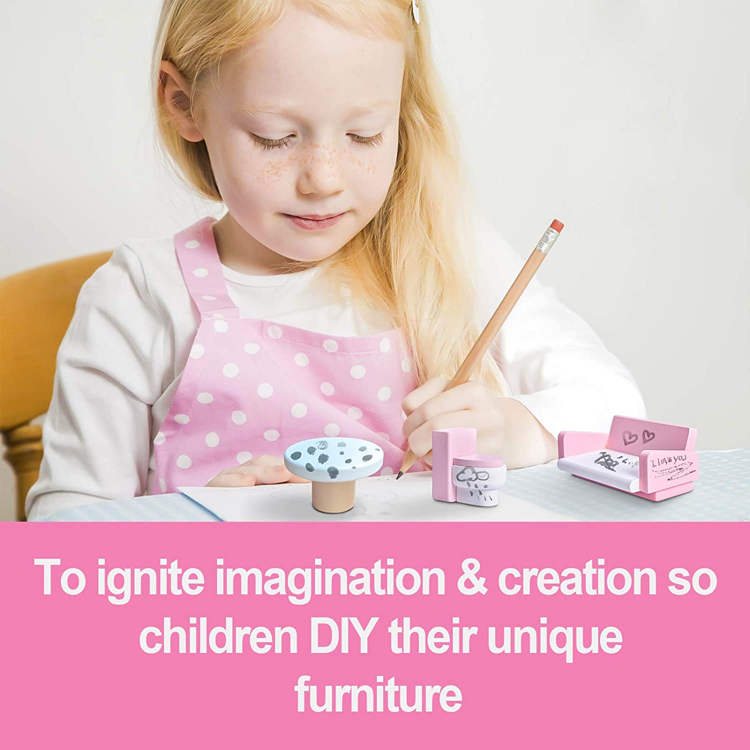 Wooden Dollhouse Furniture, 22 Pcs