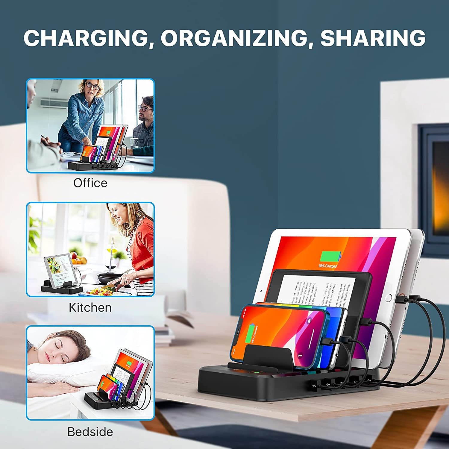 Multi USB Charger Station Organizer