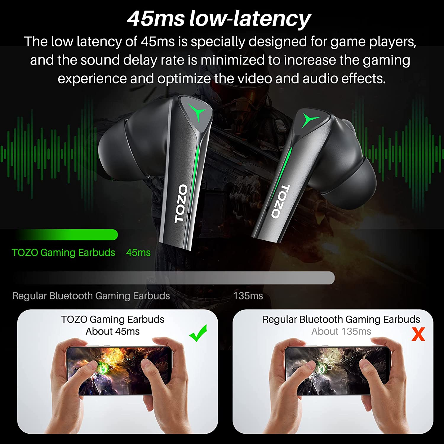 Wireless Earbuds Bluetooth Gaming Headphones
