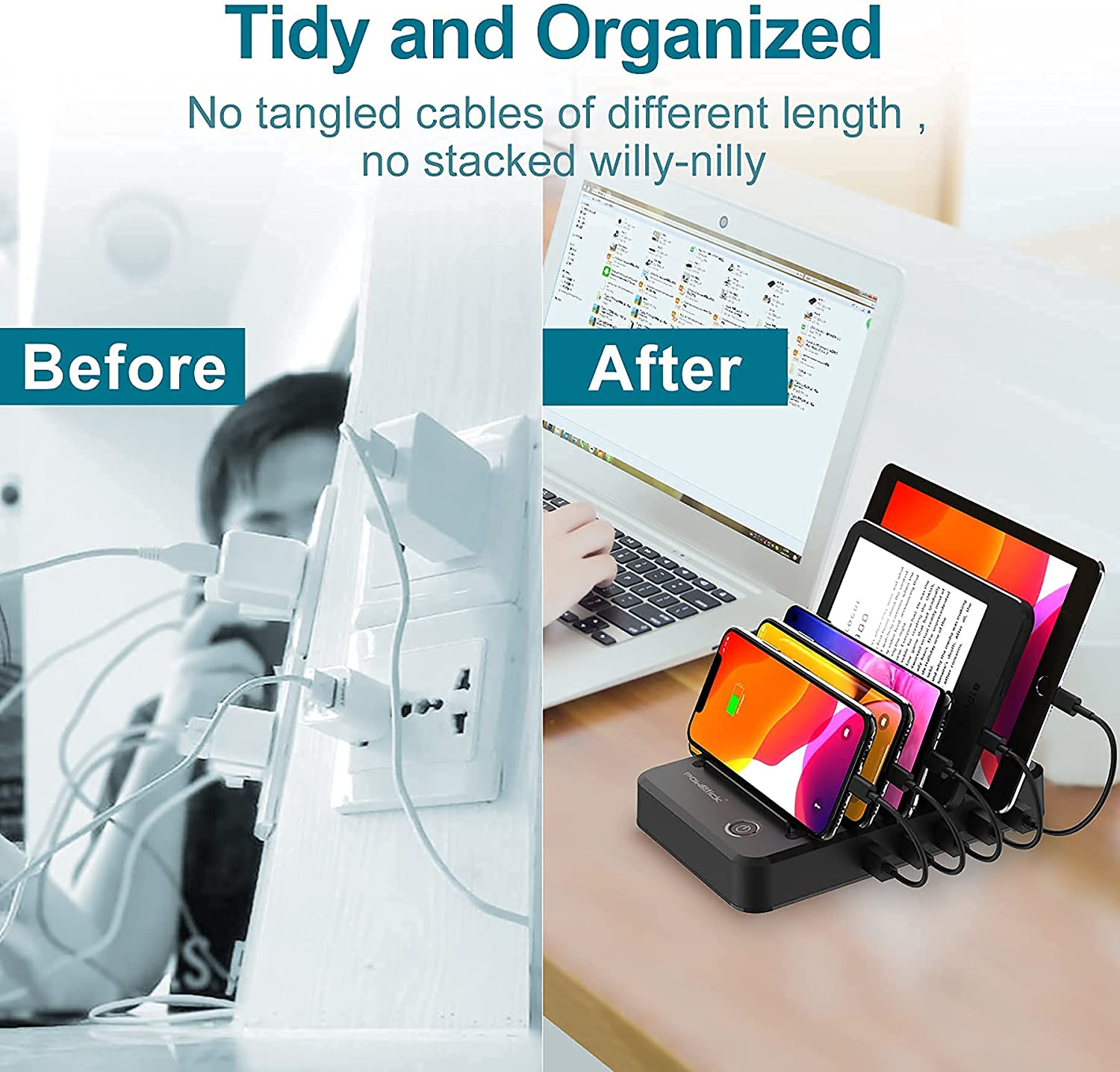 Multi USB Charger Station Organizer