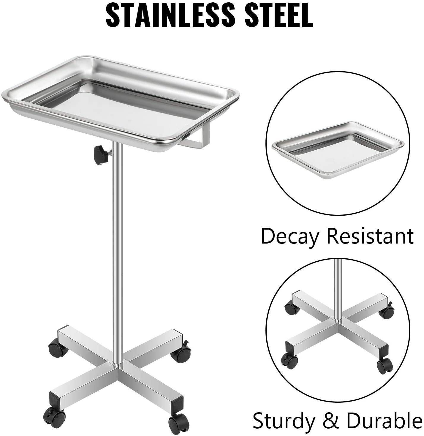 Adjustable Stainless Steel Mayo Tray Stand