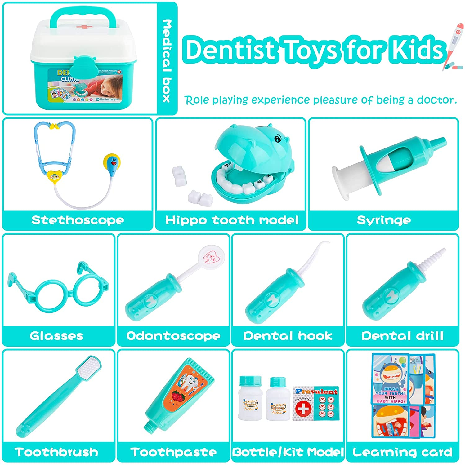 Durable Dentist Toys Doctor Kit for Kids Pretend Play