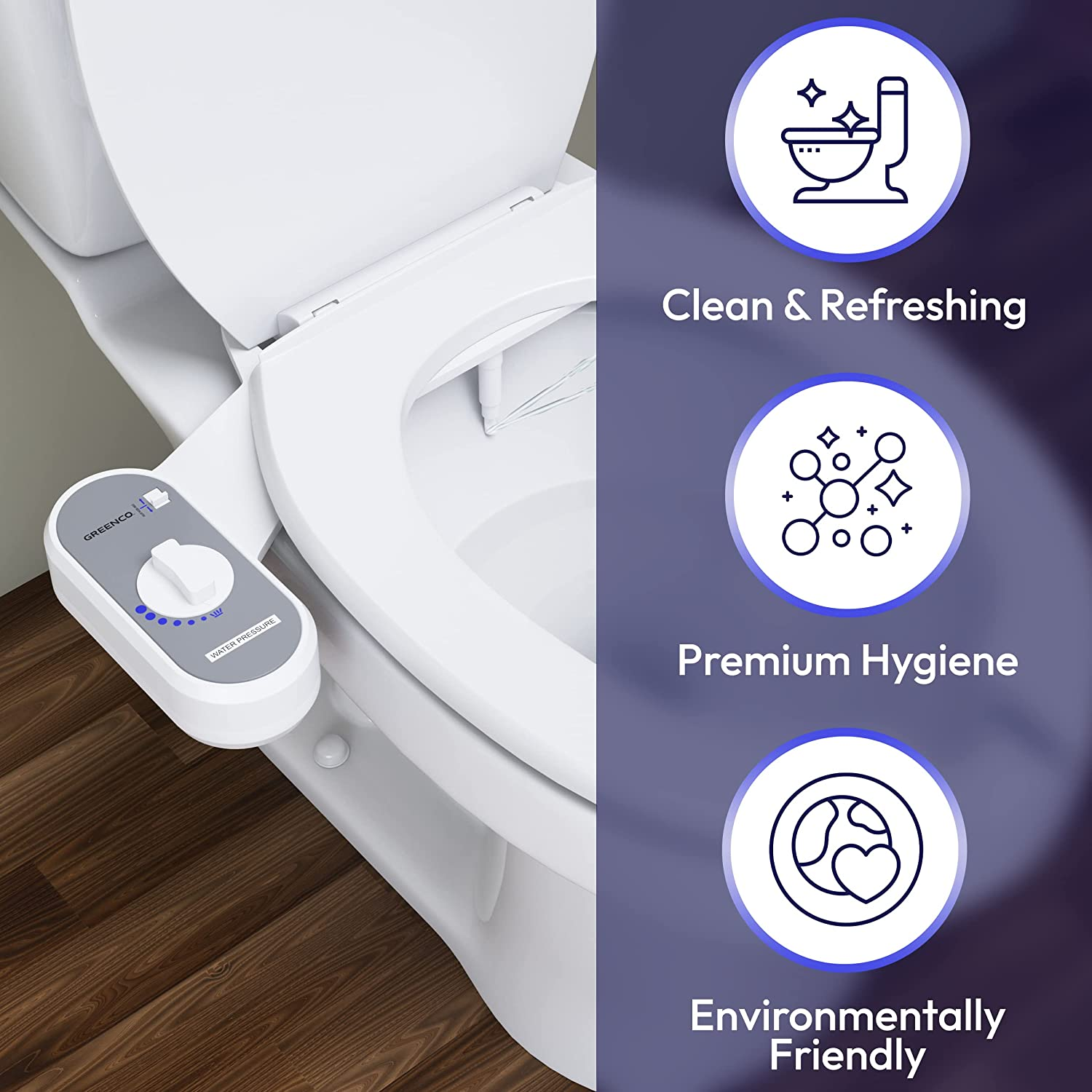 Non-Electric Bidet with Adjustable Fresh Water Jet Spray