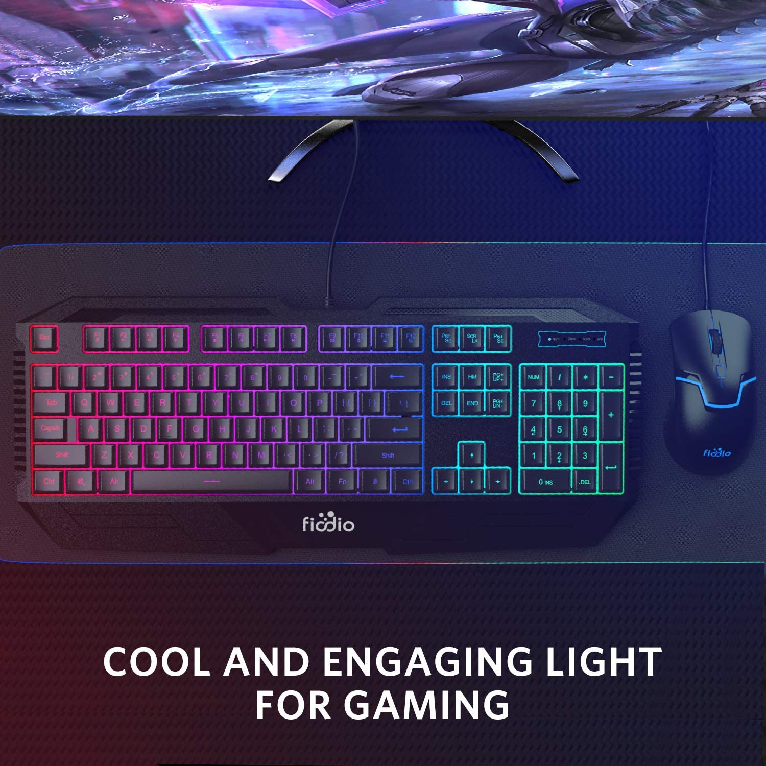 Rainbow Wired Gaming Computer Keyboard and Mouse Combo