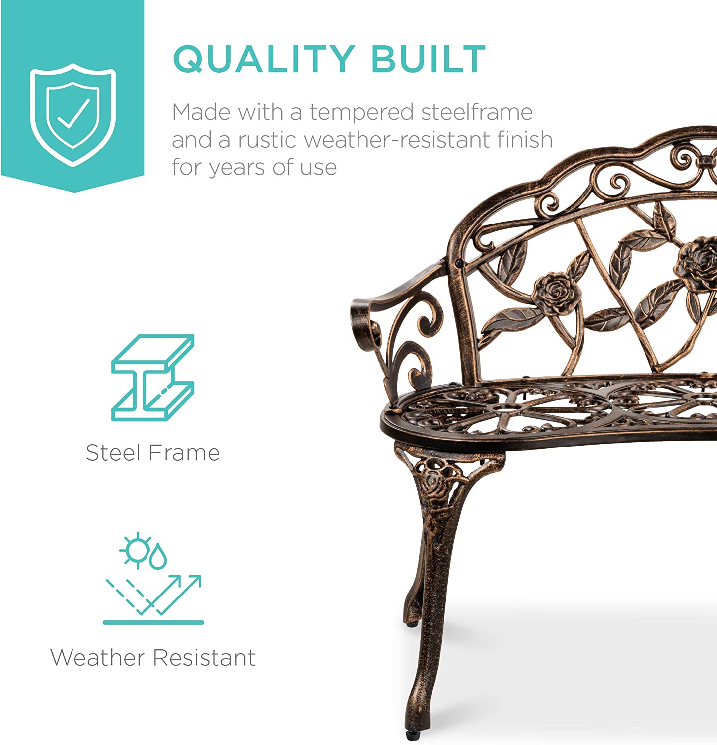 Steel Garden Bench Loveseat
