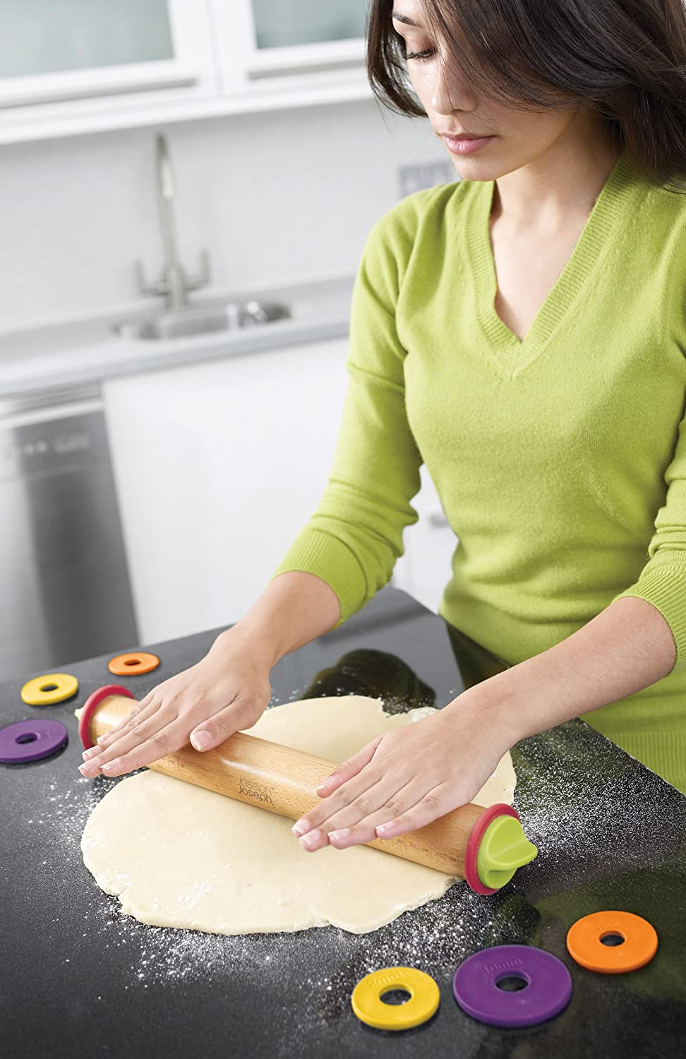 Adjustable Rolling Pin with Removable Rings