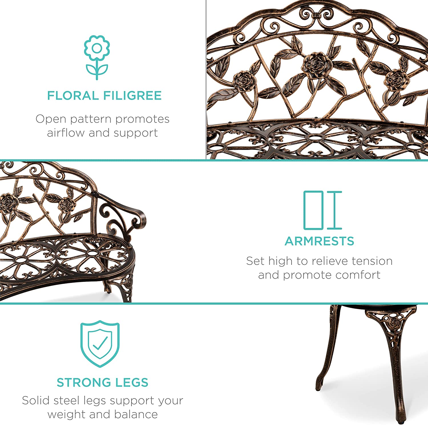 Steel Garden Bench Loveseat