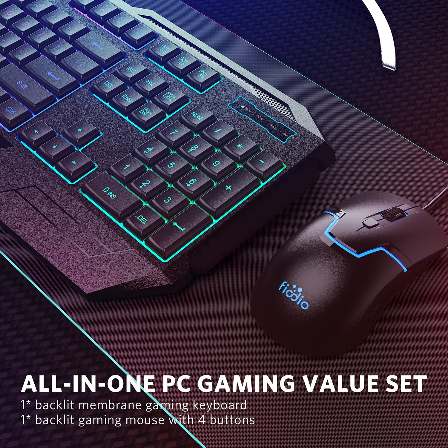 Rainbow Wired Gaming Computer Keyboard and Mouse Combo