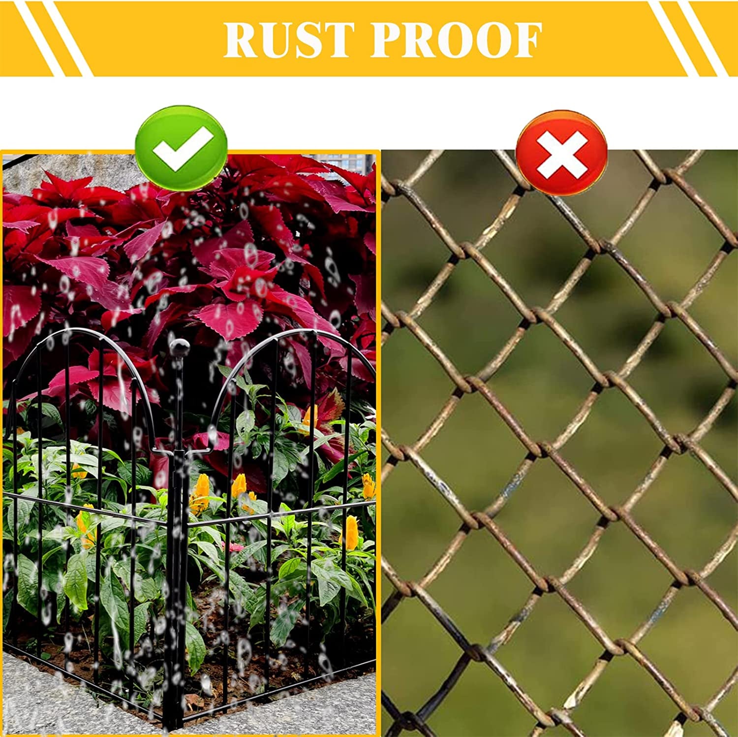 Garden Fence, 22 In(H) X 130 In(L) Arched Rustproof Metal No Dig Fence Border, Ground Stake Animal Barrier for Rabbit Dog, Outdoor Landscape Decor Yard & Patio,10 Pack