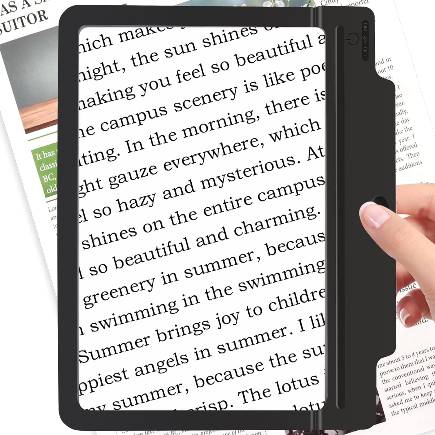 5X Large Page Magnifying Glass for Reading, Full-Page Viewing Area Magnifier Handheld Lightweight Magnifier for Reading Seniors and Low Vision Person Silver