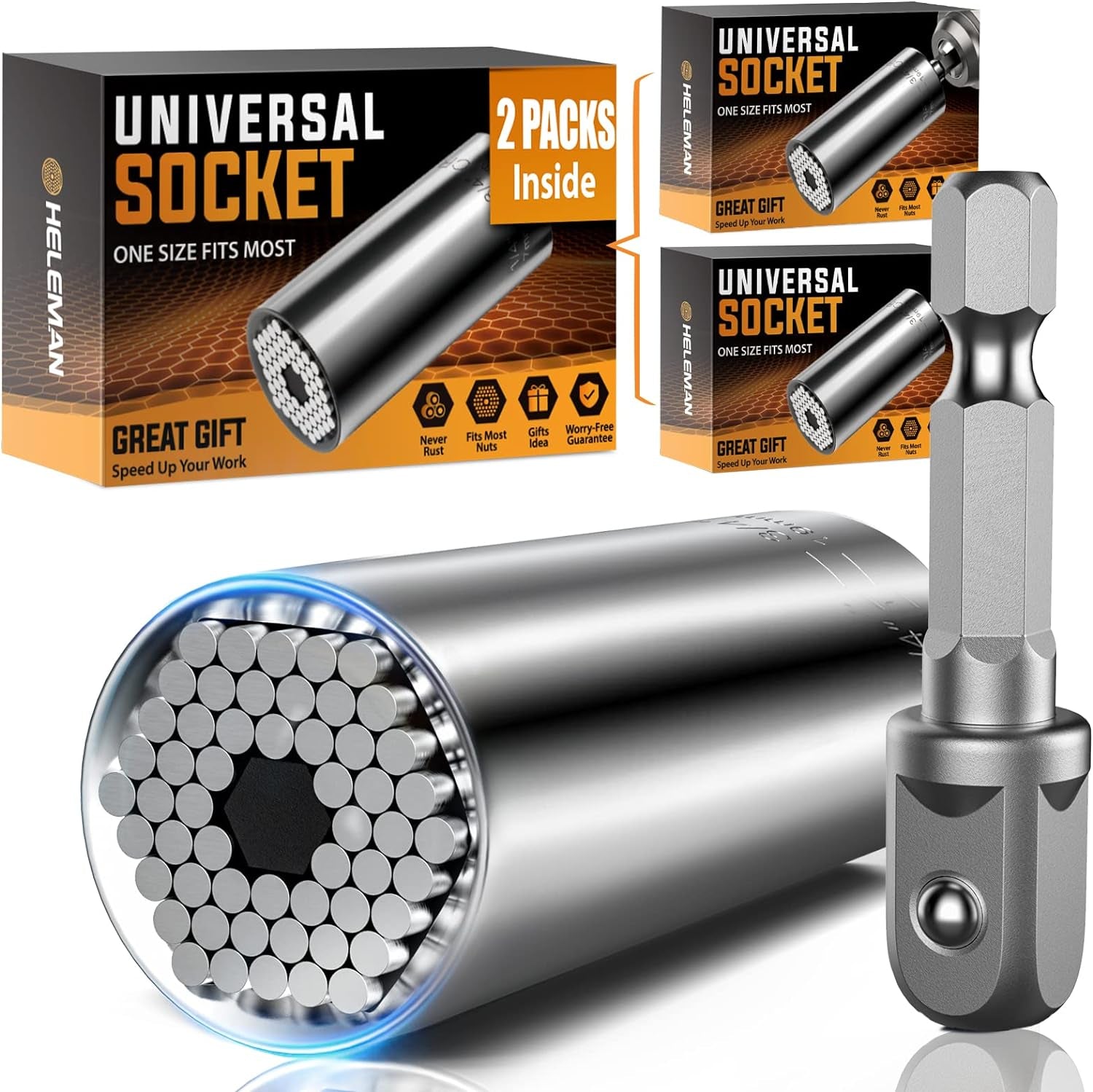 Super Universal Socket Tools Gifts for Men - Christmas Stocking Stuffers Mens Gift Socket Set with Power Drill Adapter(7-19 MM) Cool Stuff Gadgets for Men Women Birthday Gift for Dad Fathers Husband