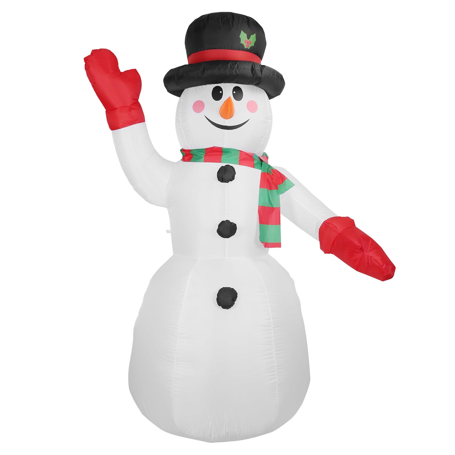 7.9FT Christmas Inflatable Giant Snowman Blow up Light up Snowman adorned with LED lights.