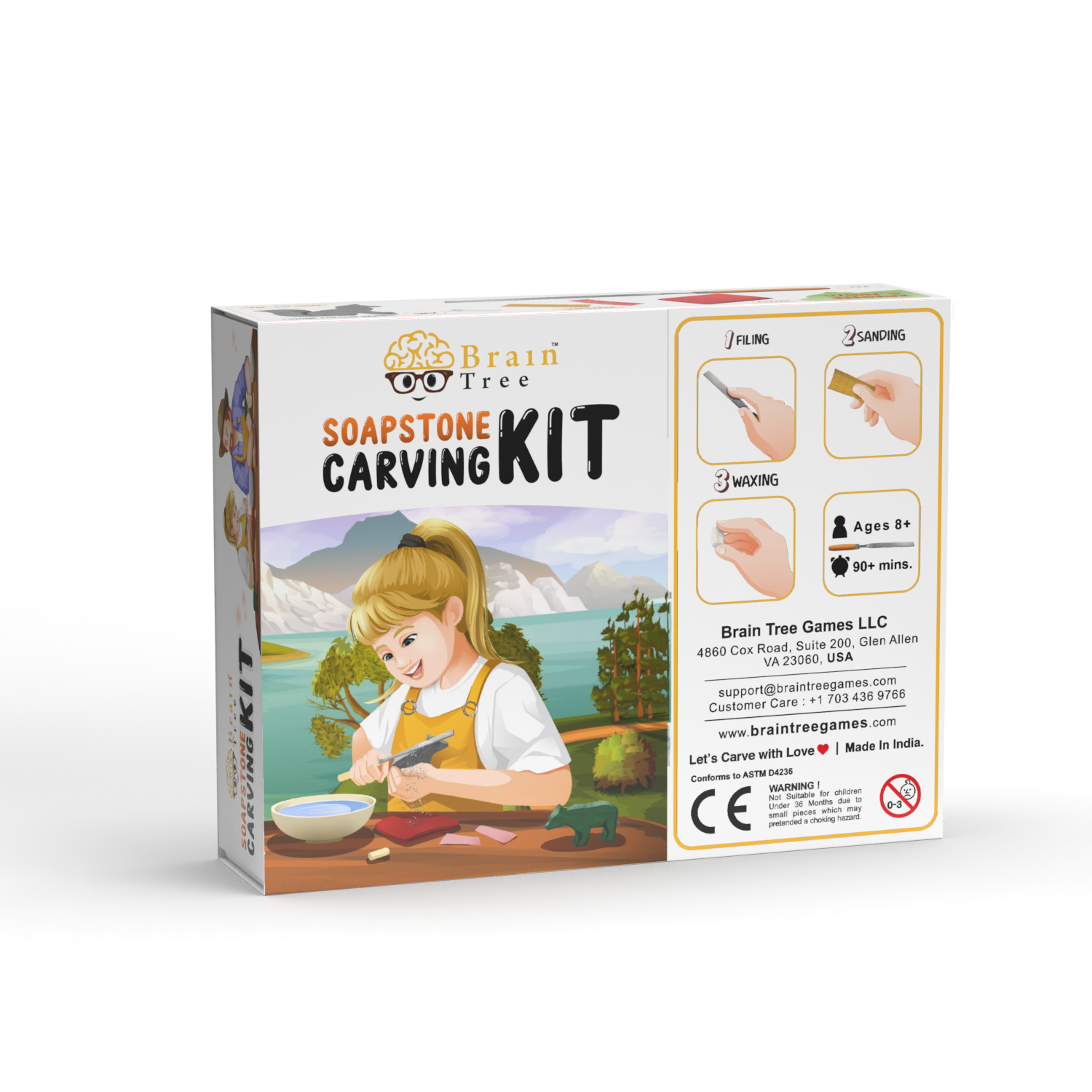 The Fox Soapstone Carving Kit: Safe and Fun DIY Craft for Kids and Adults has a picture of a man and a woman.