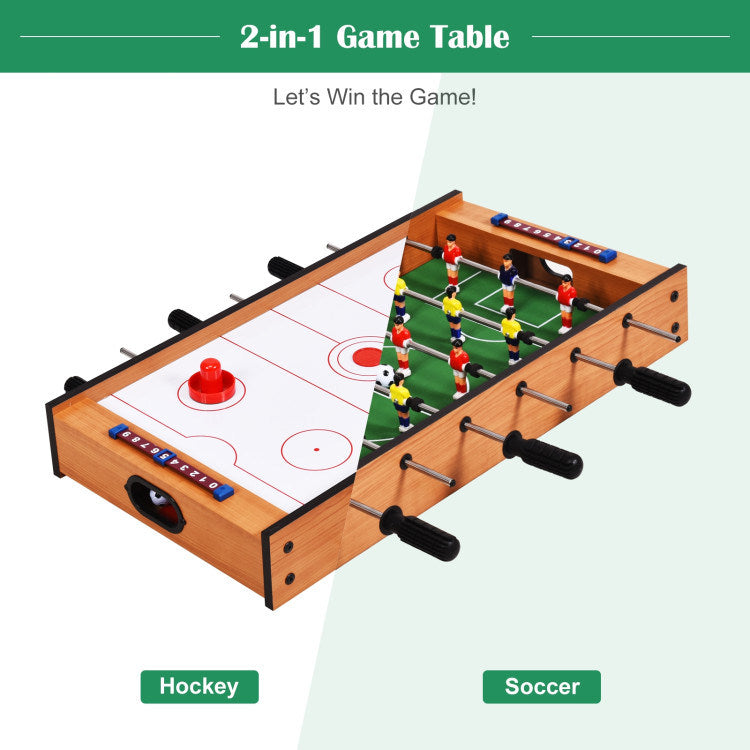 A Family Fun Games Indoor/Outdoor Competition Game Soccer Table with a white background, featuring a MDF frame and steel rods.