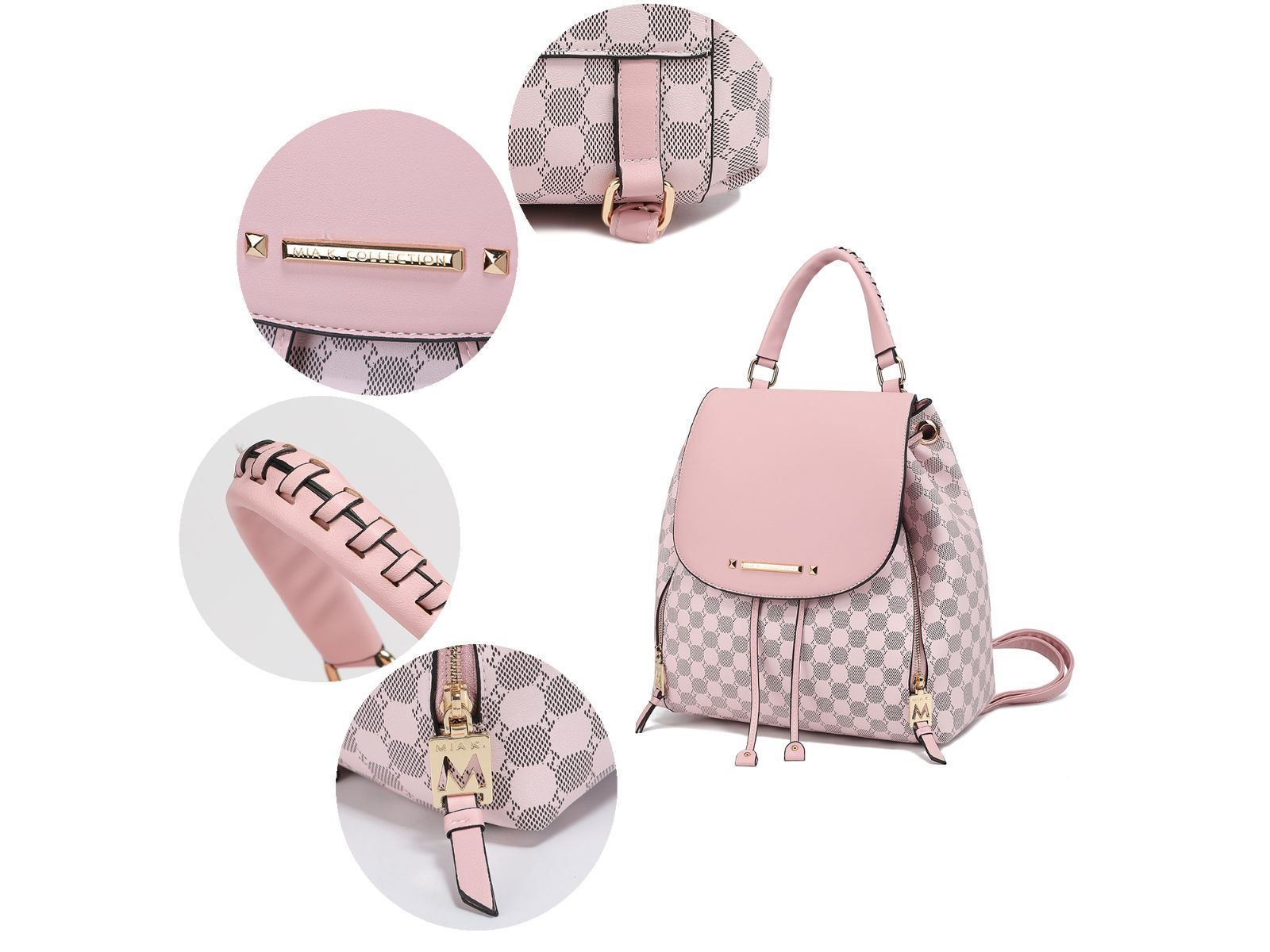 MKF Collection Kimberly Circular Print Backpack by Mia k in green and white.