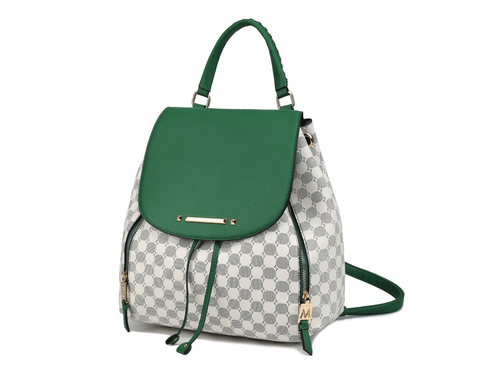 MKF Collection Kimberly Circular Print Backpack by Mia k in green and white.
