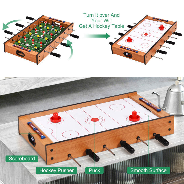 A Family Fun Games Indoor/Outdoor Competition Game Soccer Table with a white background, featuring a MDF frame and steel rods.