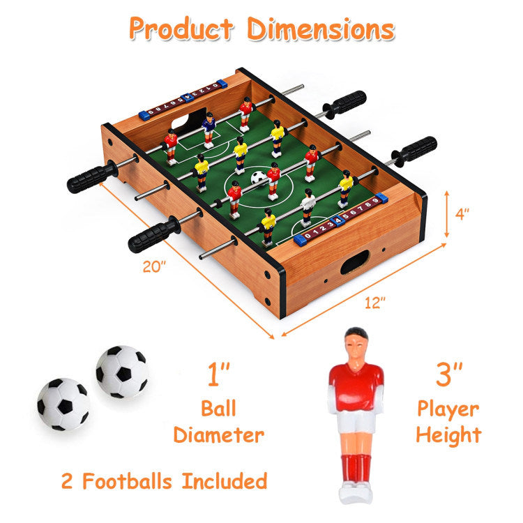A Family Fun Games Indoor/Outdoor Competition Game Soccer Table with a white background, featuring a MDF frame and steel rods.