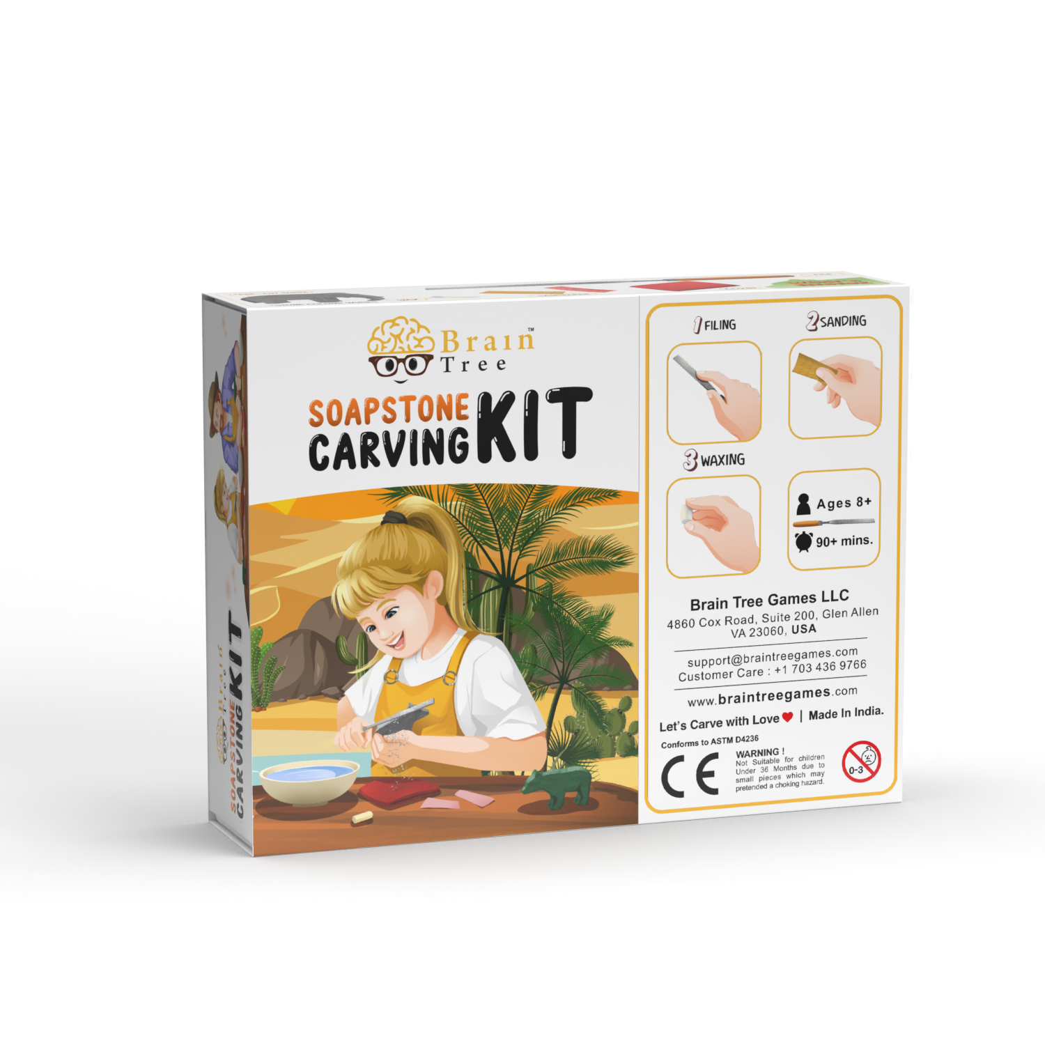 A Elephant Soapstone Carving Kit: Safe and Fun DIY Craft for Kids and Adults with an elephant and a man.