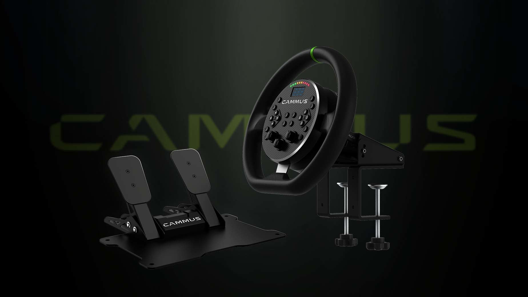 The CAMMUS C5 3IN1 Bundle With Table Clamp And Pedals Racing Wheel Direct Drive Base For PC Games is a 3IN1 Bundle that includes a controller and pedals, perfect for immersive racing experiences.