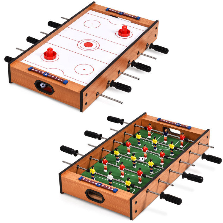 A Family Fun Games Indoor/Outdoor Competition Game Soccer Table with a white background, featuring a MDF frame and steel rods.