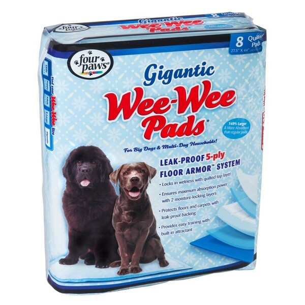 Wee-Wee Pads, Gigantic, 8 Pack for dogs.