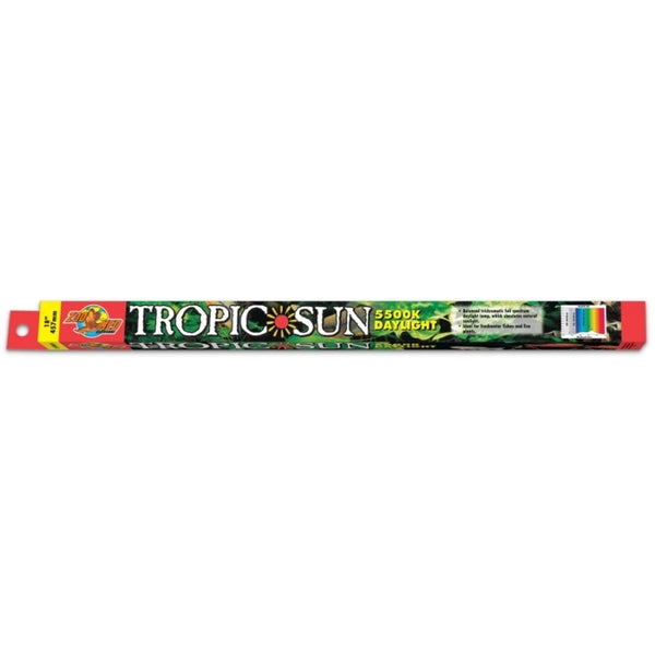 Enhance the vibrant colors of your freshwater fish and promote healthy growth of live plants with the Zoo Med Tropic Sun 5500K Daylight T8 Lamp White 36 in.