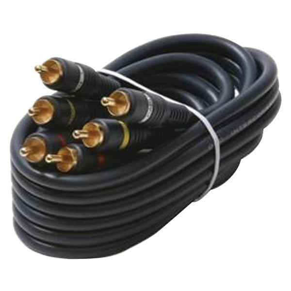 A 6ft Steren 254-315BL Triple RCA Composite Video Cable with gold connectors.