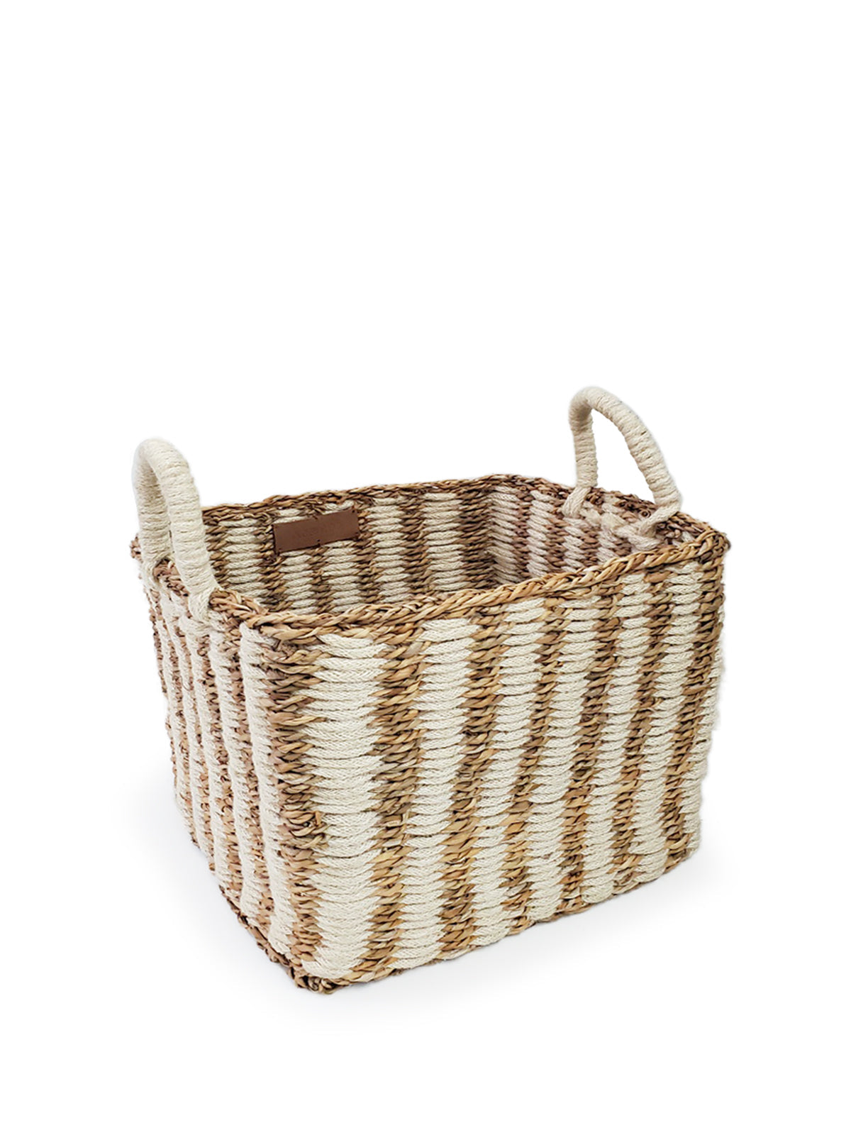 The Ula Storage Baskets, a set of three handmade options with handles in different sizes, are arranged in a row against a plain background. Made from jute wool, these Fair Trade baskets highlight artisanal craftsmanship and sustainable design.